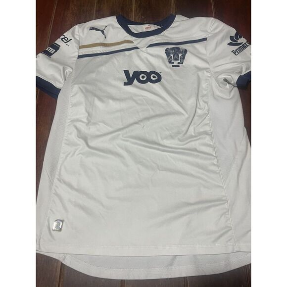 Pumas UNAM Futbol Jersey Soccer Large White Blue Cafu Sport Mexico Size Medium - Picture 1 of 9